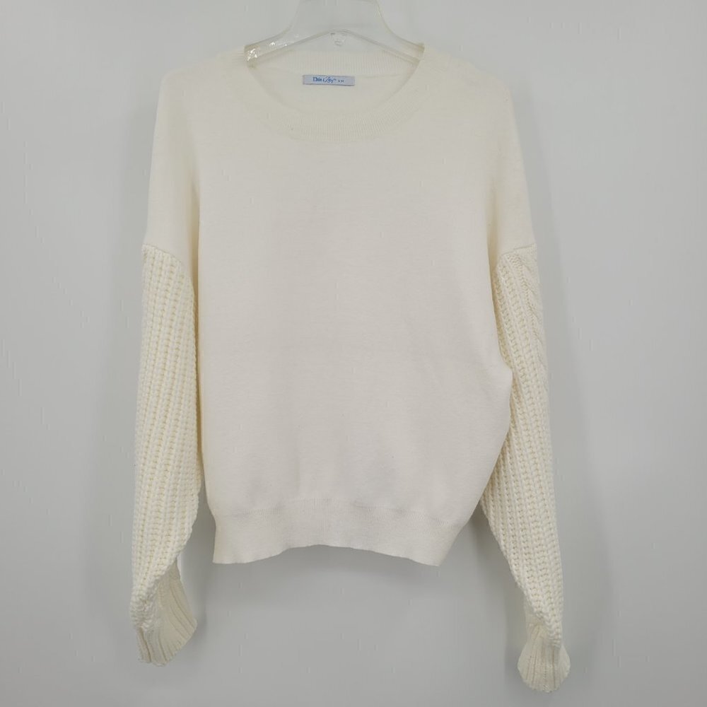 Elsie & Zoey Cream Cable Knit Sleeve Sweater - Picture 5 of 9